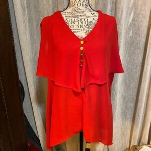 Chic Red Blouse with Gold Accents